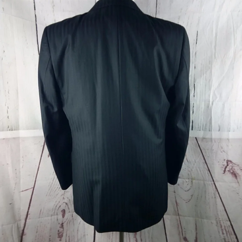 J. Ferrar 42R 3 Button Black Striped Suit Jacket